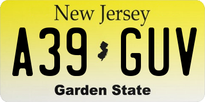 NJ license plate A39GUV