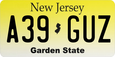 NJ license plate A39GUZ