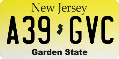 NJ license plate A39GVC