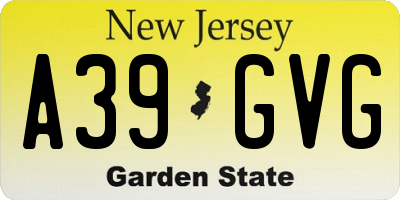 NJ license plate A39GVG