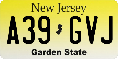 NJ license plate A39GVJ