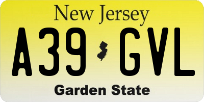 NJ license plate A39GVL