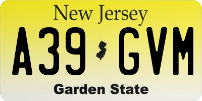 NJ license plate A39GVM