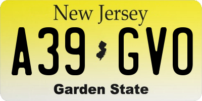 NJ license plate A39GVO