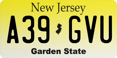 NJ license plate A39GVU