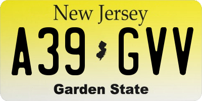 NJ license plate A39GVV