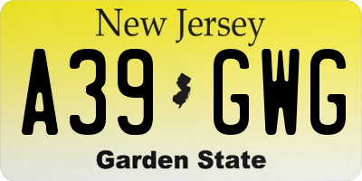NJ license plate A39GWG