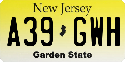 NJ license plate A39GWH