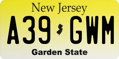 NJ license plate A39GWM