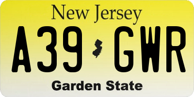 NJ license plate A39GWR
