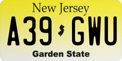 NJ license plate A39GWU