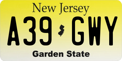 NJ license plate A39GWY