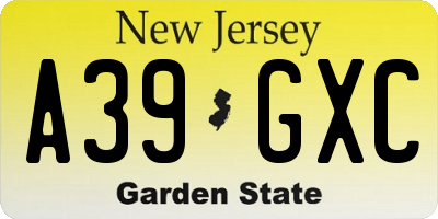 NJ license plate A39GXC