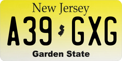NJ license plate A39GXG