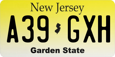NJ license plate A39GXH