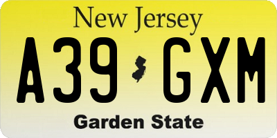NJ license plate A39GXM