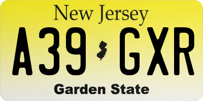 NJ license plate A39GXR
