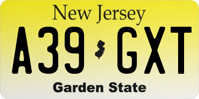 NJ license plate A39GXT