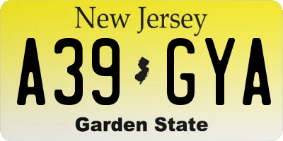 NJ license plate A39GYA