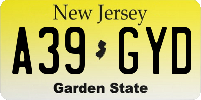 NJ license plate A39GYD