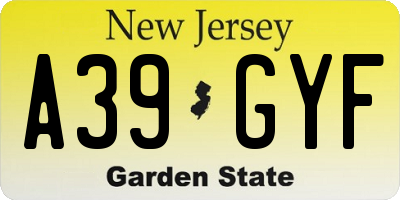 NJ license plate A39GYF