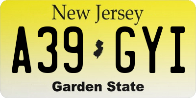 NJ license plate A39GYI