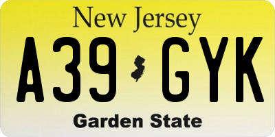 NJ license plate A39GYK