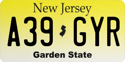 NJ license plate A39GYR