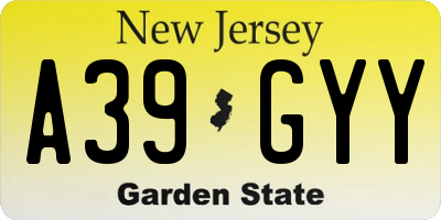 NJ license plate A39GYY