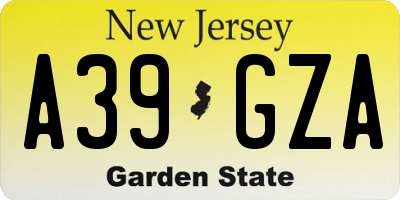 NJ license plate A39GZA