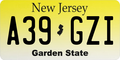 NJ license plate A39GZI