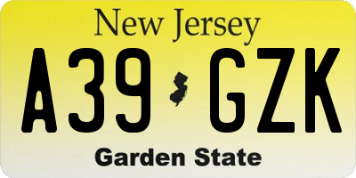 NJ license plate A39GZK