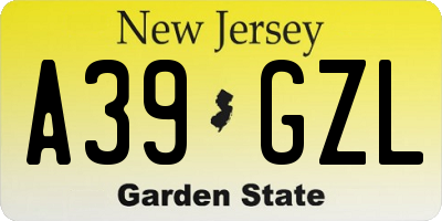 NJ license plate A39GZL