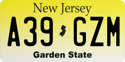 NJ license plate A39GZM