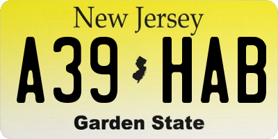 NJ license plate A39HAB