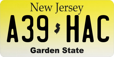 NJ license plate A39HAC