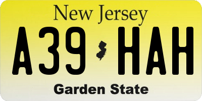 NJ license plate A39HAH