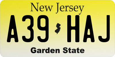 NJ license plate A39HAJ