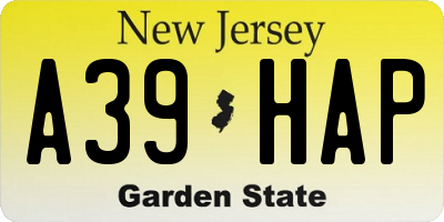 NJ license plate A39HAP