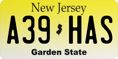 NJ license plate A39HAS