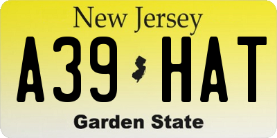 NJ license plate A39HAT