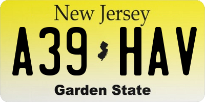 NJ license plate A39HAV
