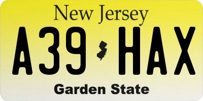 NJ license plate A39HAX
