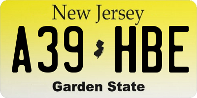 NJ license plate A39HBE