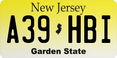 NJ license plate A39HBI