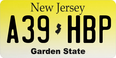 NJ license plate A39HBP