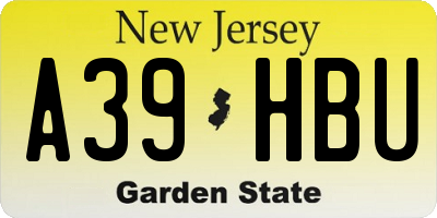 NJ license plate A39HBU