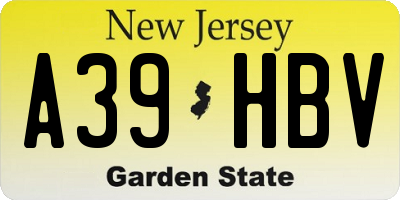 NJ license plate A39HBV