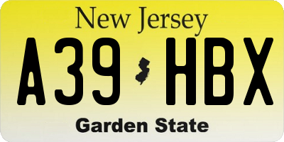NJ license plate A39HBX