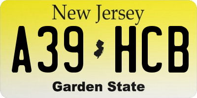 NJ license plate A39HCB